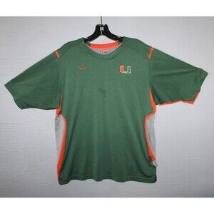 Vintage Nike UM Miami Hurricanes Green Dri-Fit T Shirt NCAA Football Large *READ